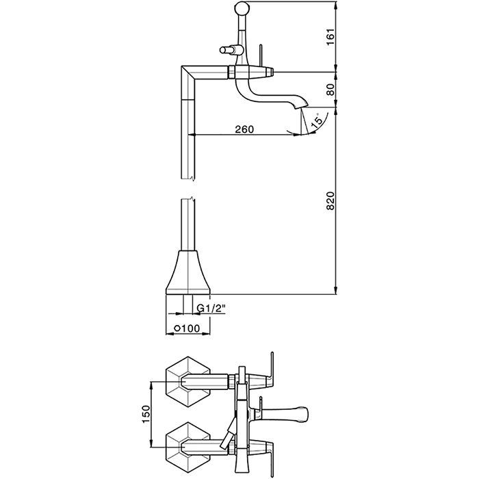 CISAL Cherie Смеситель напольный двухвентильный для ванны с ручной лейкой, держателем и шлангом 150 см, цвет хром/черный матовый
