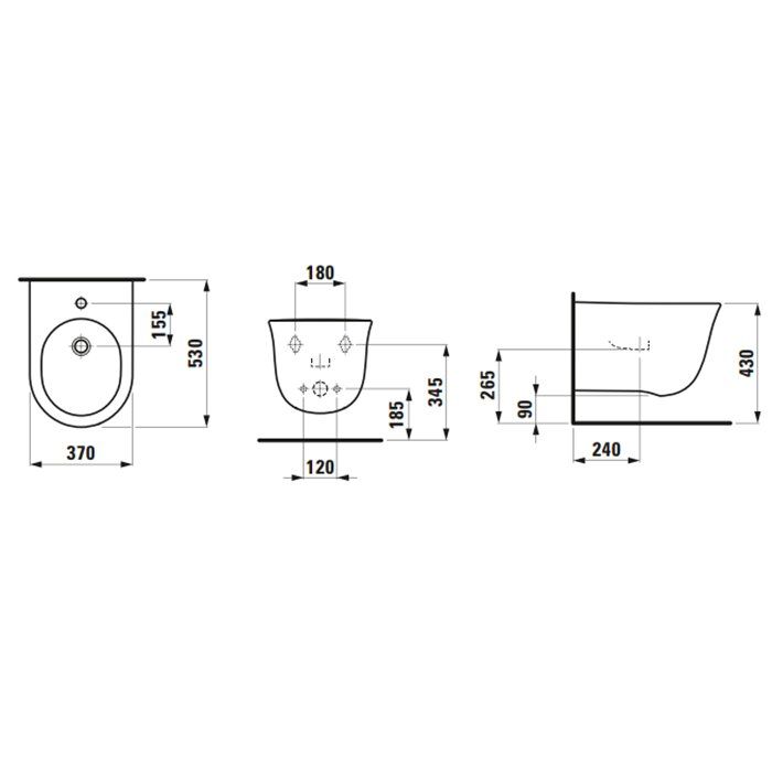 Laufen New Classic Биде подвесное 530х370х430 мм, с 1 отв под смеситель, цвет белый матовый