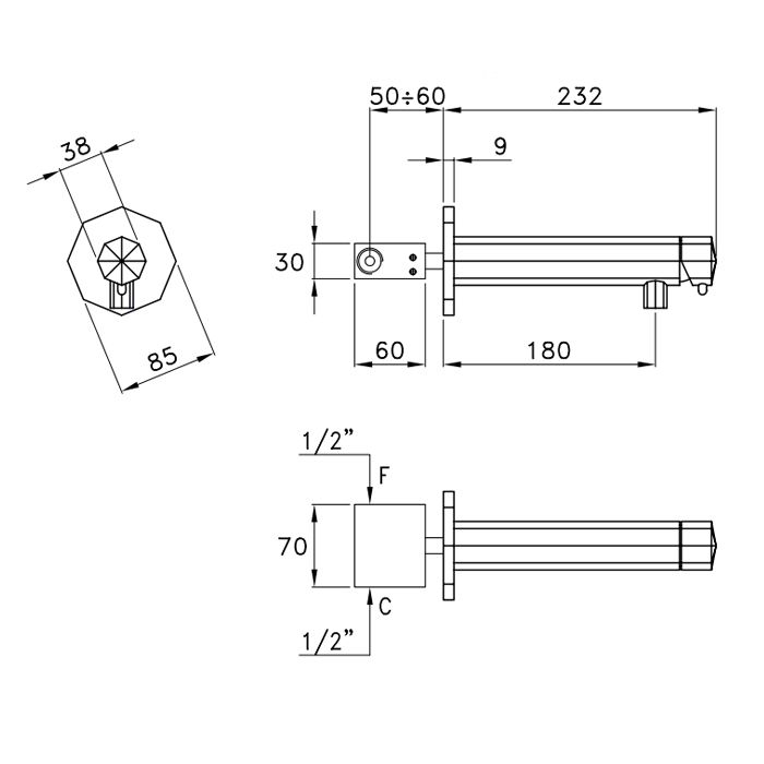 Stella Firenze Встраиваемый смеситель для раковины 3868MC, цвет: хром