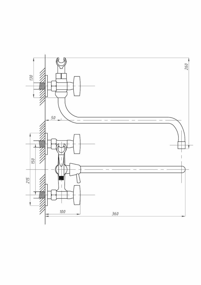 Смеситель для ванны с душем ПСМ-ПРОФСАН PSM-156-К80 СТАНДАРТ-А тип См-ВУДРНШлА, артикул PSM-156-80