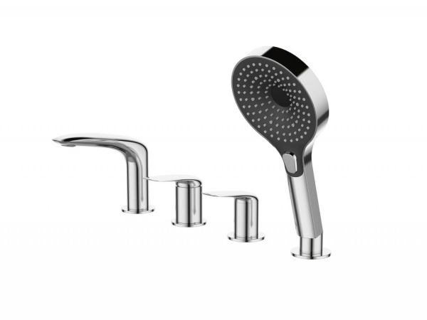 METAURO-BVD4-GM Смеситель на борт ванны однорычажный с ручным, выдвижным душем, оружейная сталь