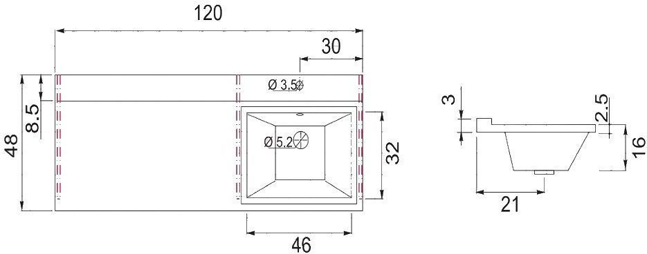 Раковина Aquanet Персона (Токио) 120 R Раковина Aquanet Персона (Токио) 120 R