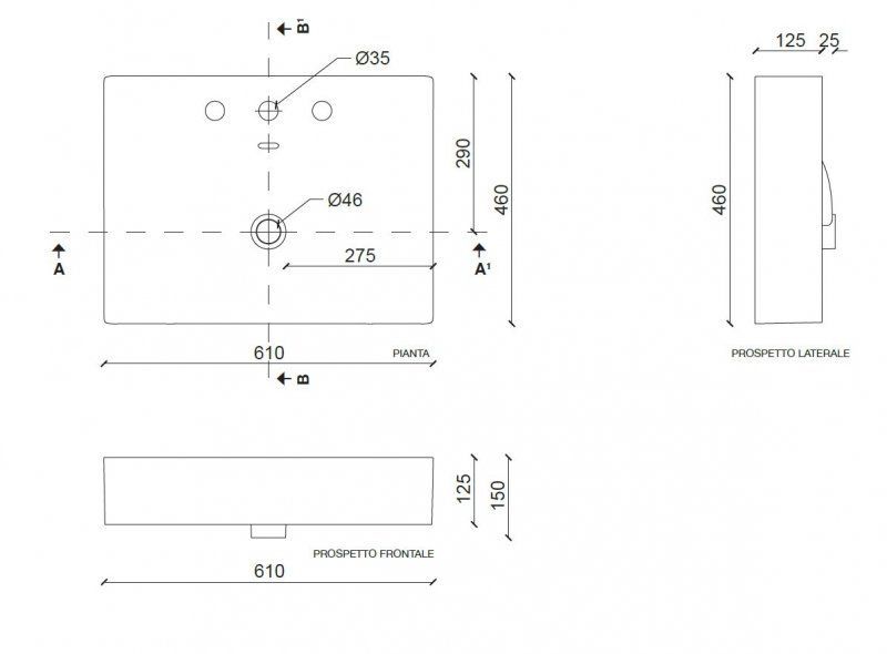 Керамическая раковина TECLA TOUCH TC04011 60 см