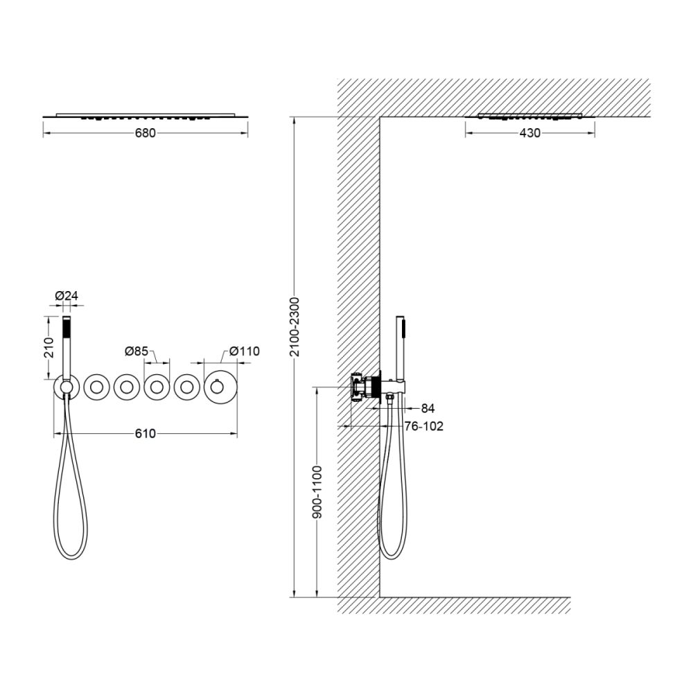 Душевая система встроенная с термостатом Timo Saona розовое золото (SX-2319/19SM), артикул SX-2319/19SM