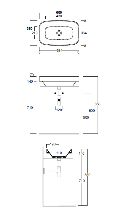 Simas Baden Baden Раковина накладная 60х38 см, без отв. для смесителя, цвет белый