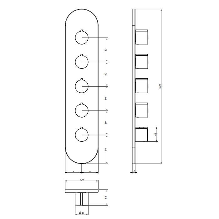 Gessi Tondo Welliness Внешняя часть встраиваем. термостатического смесителя , подкл на 3/4,с гориз/вертик установкой на 4 выхода, цвет хром