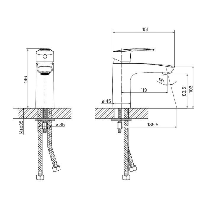 Смеситель для умывальника черный IDDIS Ray (RAYBL00i01), артикул RAYBL00i01