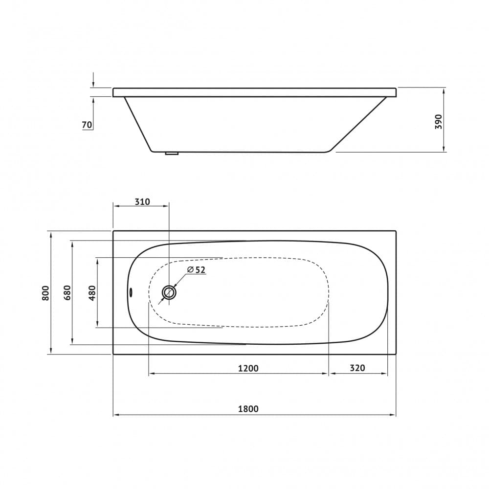 Ванна BERGES акриловая NELU 180x80 Ванна BERGES акриловая NELU 180x80