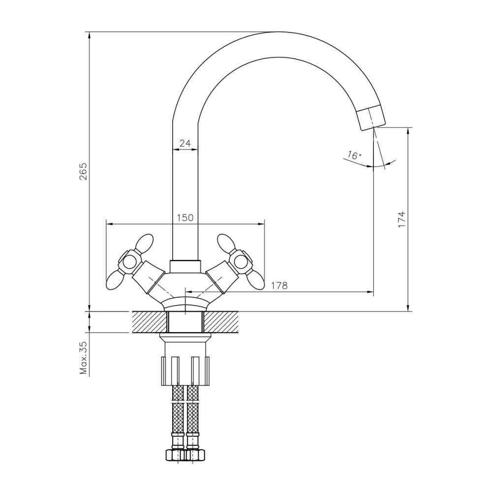 Смеситель для кухни DECOROOM DR53 (DR53028), артикул DR53028