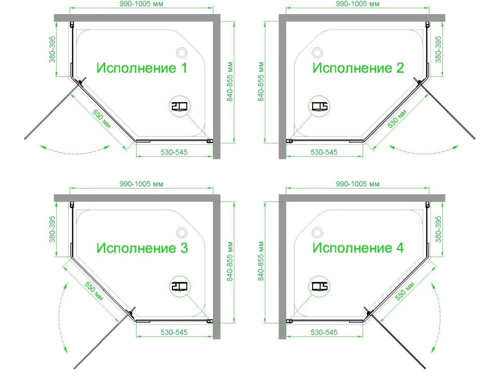 Душевой уголок Royal Bath RB 1185TR-C-BL  85х110х200 (матовое), артикул RB1185TR-C-BL