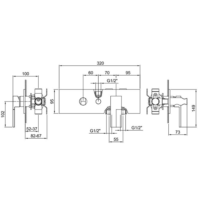 Fantini Внутренняя часть смесителя для душа, переключатель на 2 источника, 1/2"