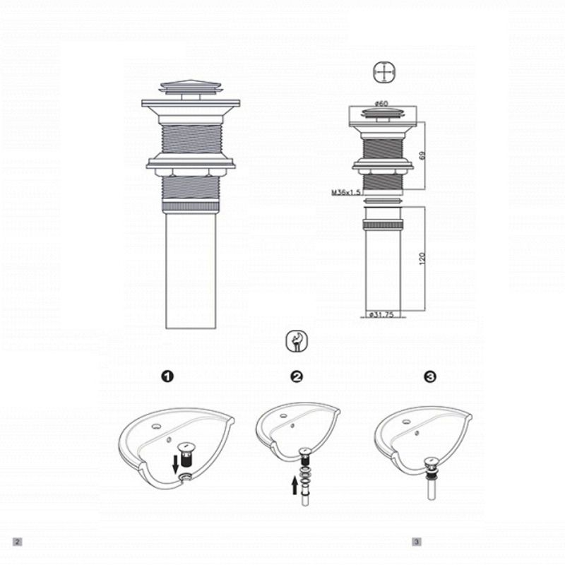 Донный клапан Bravat P6443BW-ENG, черный