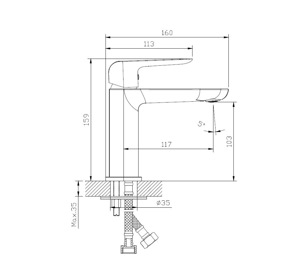 Смеситель для раковины DQ Düsseldorf графит (DA1722106), артикул DA1722106