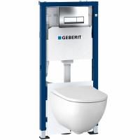 Комплект унитаза Geberit Acanto 500.128.21.A с инсталляцией с сиденьем Микролифт и клавишей смыва Хром Комплект унитаза Geberit Acanto 500.128.21.A с инсталляцией с сиденьем Микролифт и клавишей смыва Хром