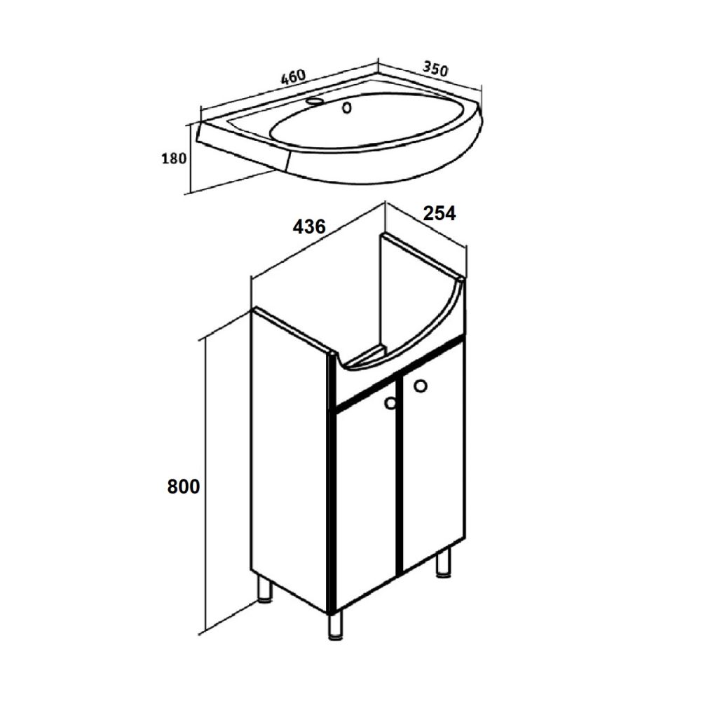 Тумба Runo Уют 45 под умывальник 00000000151 (Уют 45) (00000000064), артикул 00000000064