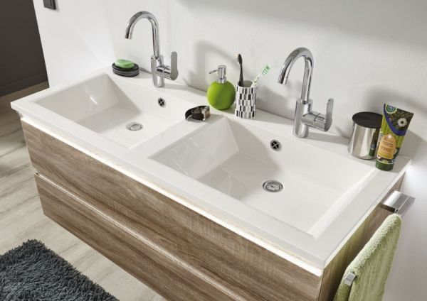 Puris Ace, двойная раковина из минерального литья 1200 мм, цвет белый