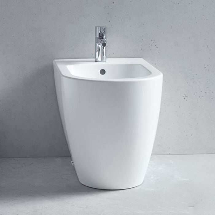Duravit Me by Starck Биде напольное приставное  37х60 см,  с 1 отв. под смеситель, с креплением, цвет белый с WonderGliss