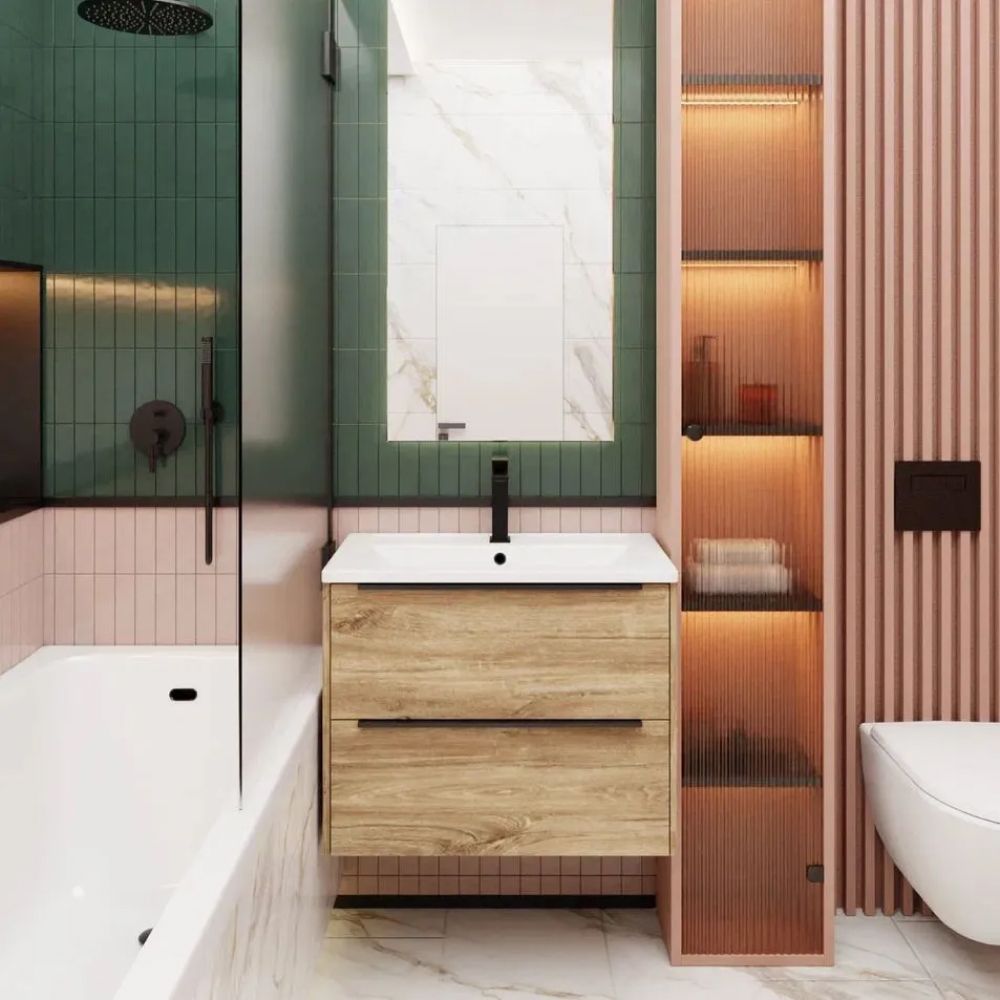 Тумба под раковину подвесная La Fenice Tesoro FNC-01-TES-DKK-80-2, коричневый, артикул FNC-01-TES-DKK-80-2