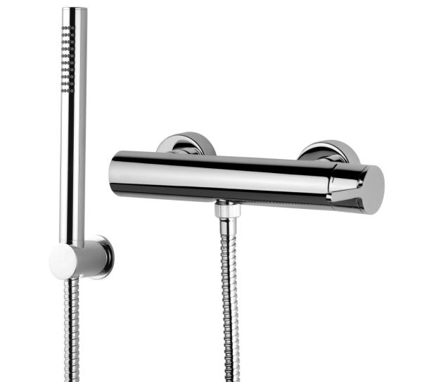 Emmevi Filobrass, однорычажный смеситель для душа с набором для душа, цвет черный матовый