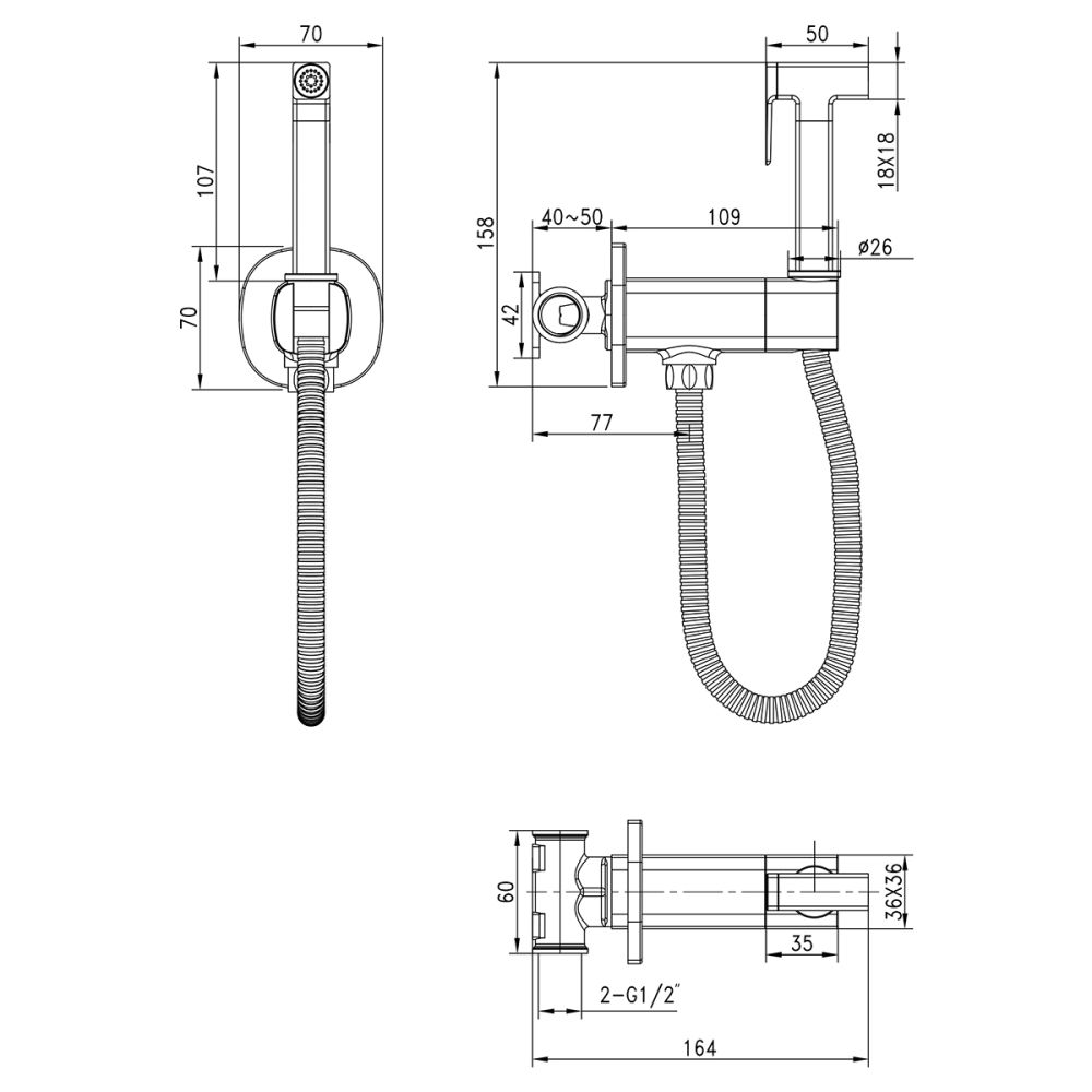 Смеситель Lemark Solo с гигиеническим душем, встраиваемый (LM7172BL), артикул LM7172BL