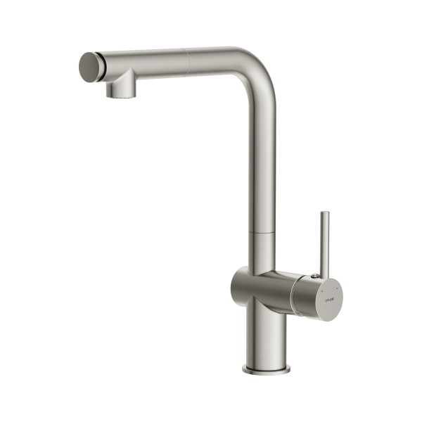 Смеситель для кухни Cersanit FLAVIS однорычажный с выдвижным изливом два режима сатин (68238)