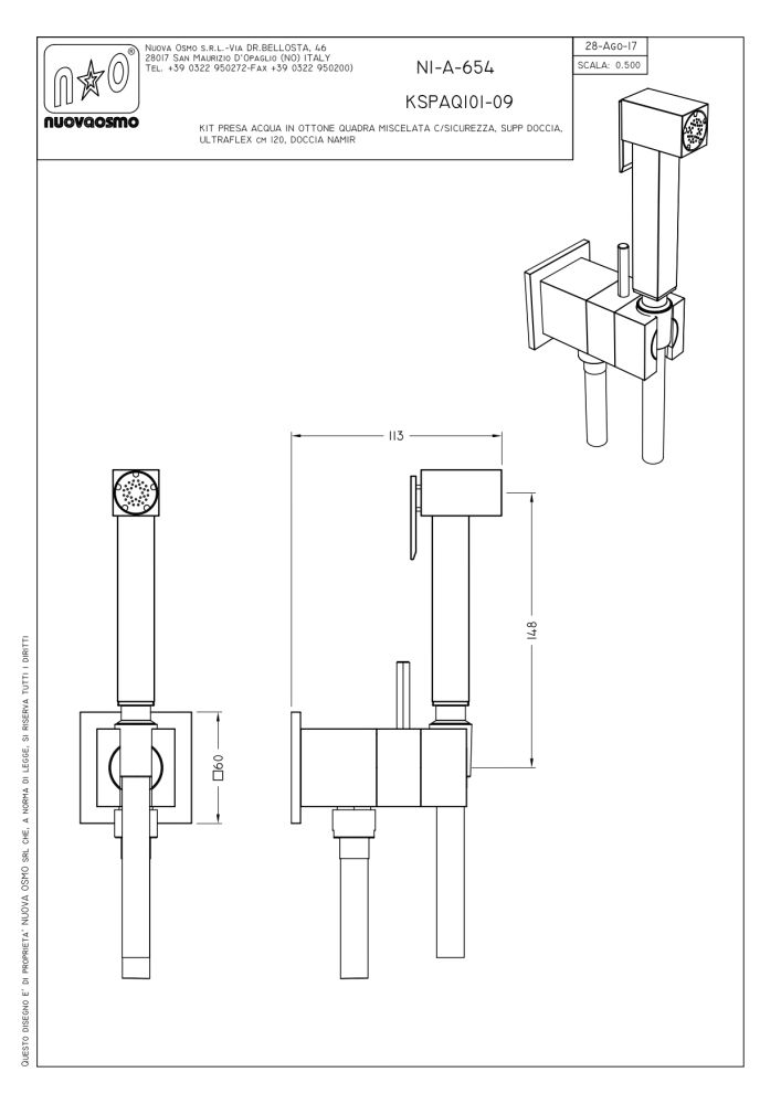 Гигиенический душ со смесителем Graffio Namir KSPAQ101-09CR, хром