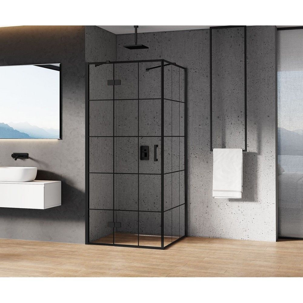 Душевое ограждение NEW TRENDY NEW RENOMA BLACK L 100x80x195 D-0380A/D-0164B (черный)