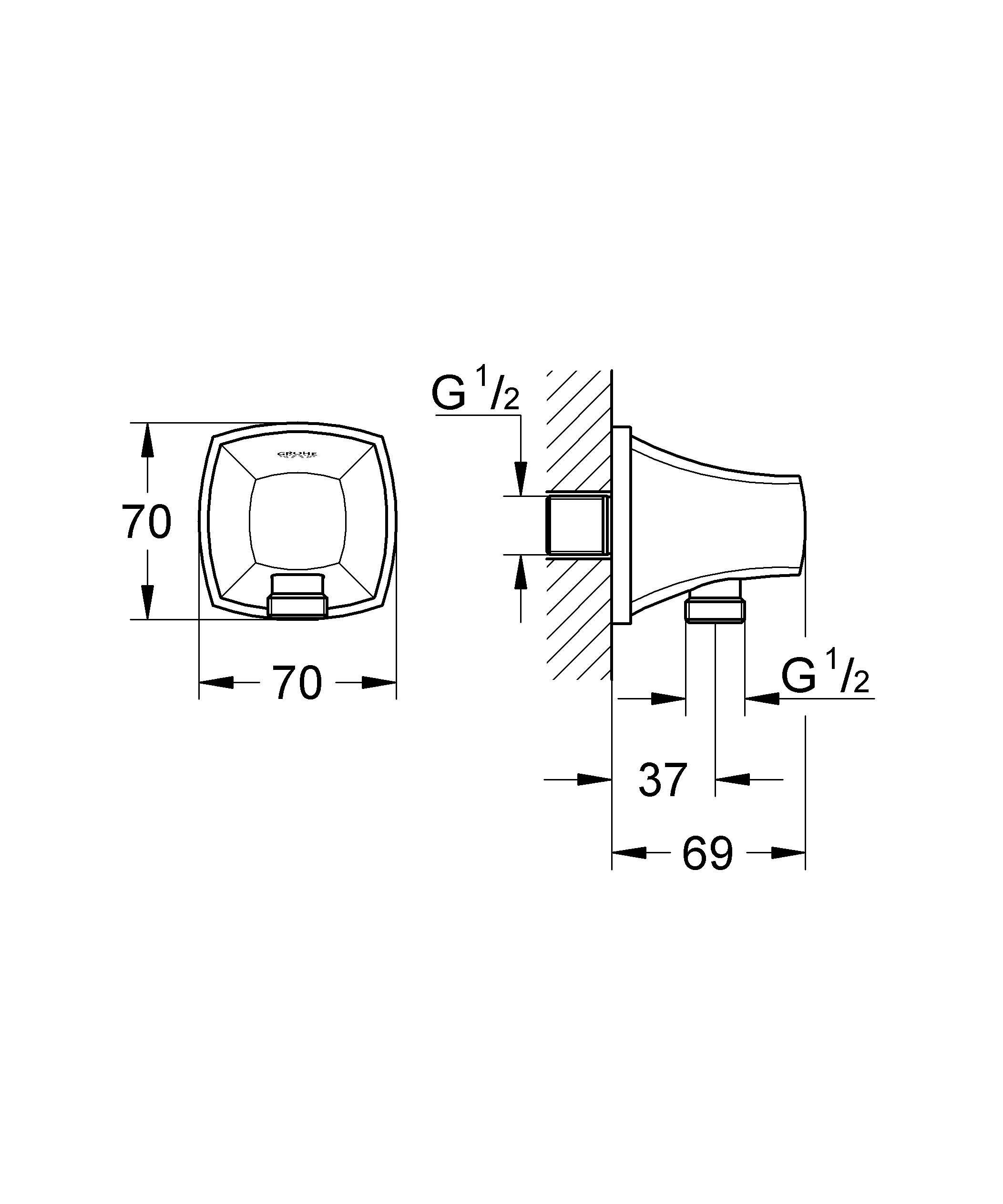 Подключение для душевого шланга GROHE Grandera, темный графит глянец (27970A00) Подключение для душевого шланга GROHE Grandera, темный графит глянец (27970A00)