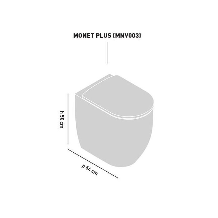 Artceram MONET Унитаз напольный приставной Rimless 36 x 54 h48 см, цвет белый глянцевый SANIGLAZE