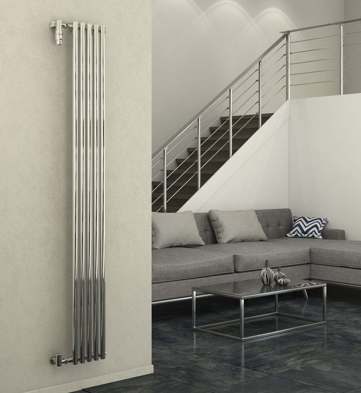 Отопительный радиатор ЭСТЕТ-0 н/ж 1800х225 / 5 сек (Матовый ЧЁРНЫЙ)