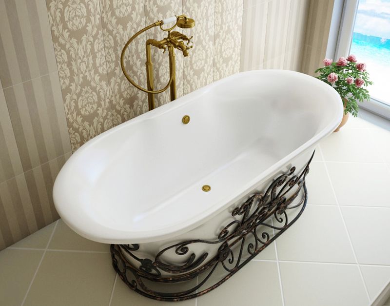 Ванна из искусственного камня Эстет Лион 174x80 Белая