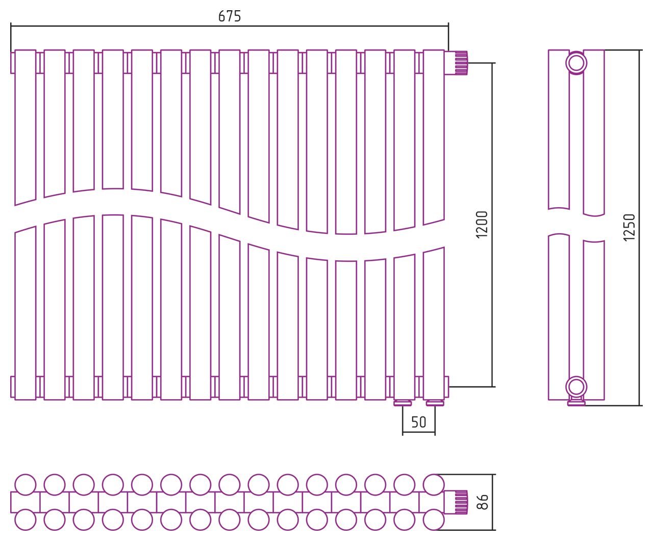 Отопительный радиатор ЭСТЕТ-11 н/ж EU50 1200х675 / 15 сек (Состаренная бронза)