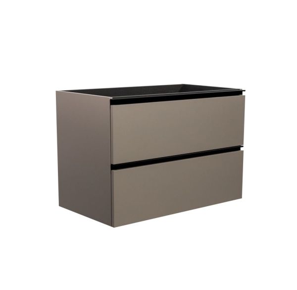 Visobath Granada, тумба 80 см, 2 ящика c черными ручками, цвет кварцевый матовый лак (Quarzo)