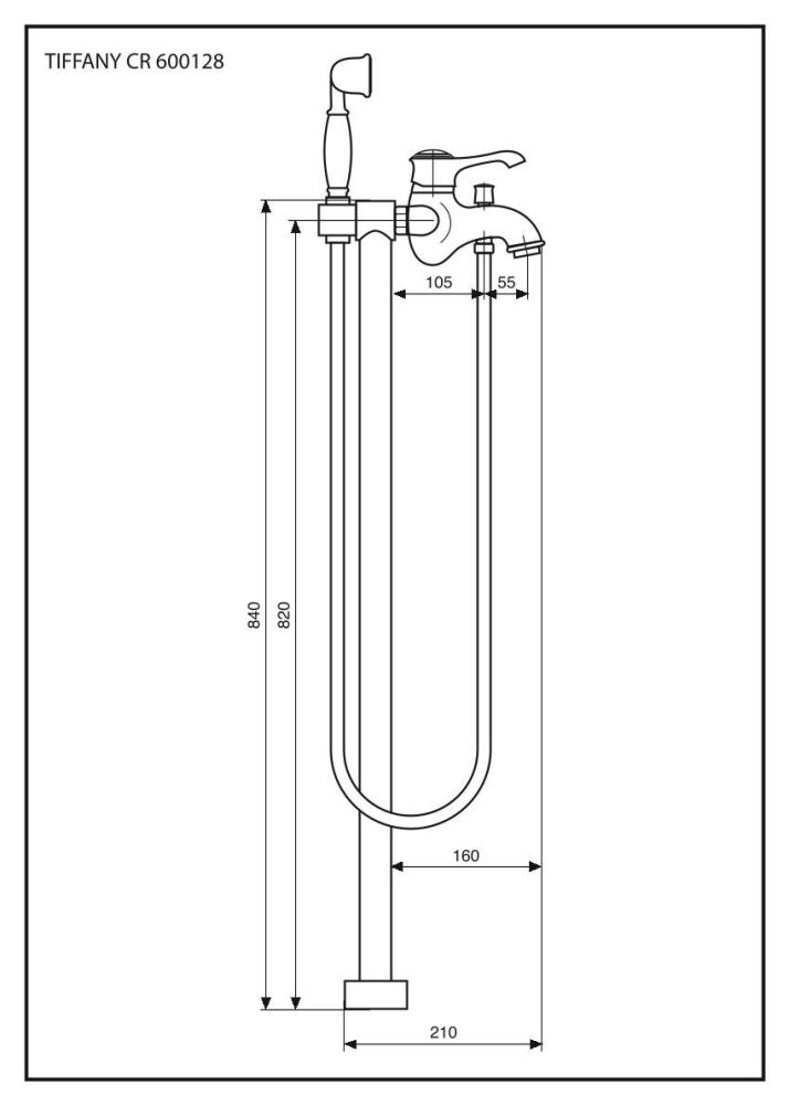 Emmevi Tiffany, однорычажный напольный смеситель для ванны на 2-х ногах, с набором для душа, цвет золото
