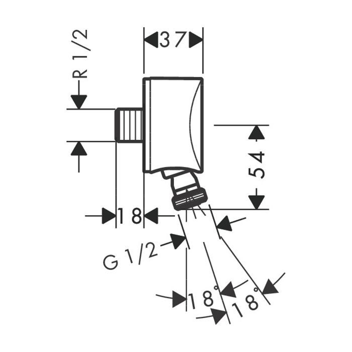 Шланговое подсоединение, Hansgrohe, Fixfit, стандарт подвода воды-1/2", с клапаном обратного тока и шарнирным соединением S, цвет-хром Шланговое подсоединение, Hansgrohe, Fixfit, стандарт подвода воды-1/2", с клапаном обратного тока и шарнирным соединением S, цвет-хром