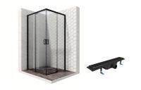 Душевой уголок Ambassador Queen Black 11011203-ST3, квадратный, линейный трап, 90х90
