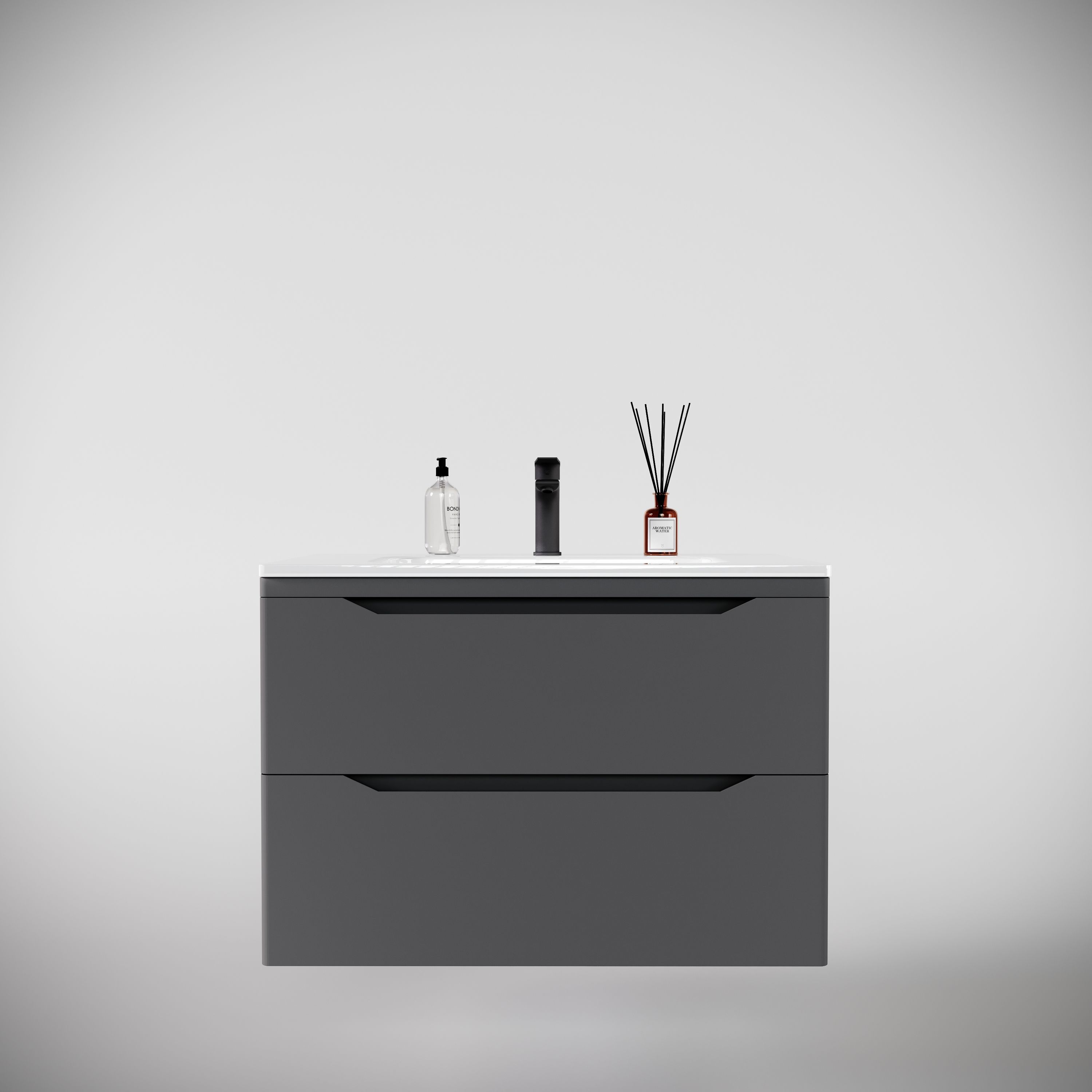 Тумба подвесная "Марелла 80" (2 ящ.) Люкс антискрейтч серый, PLUS