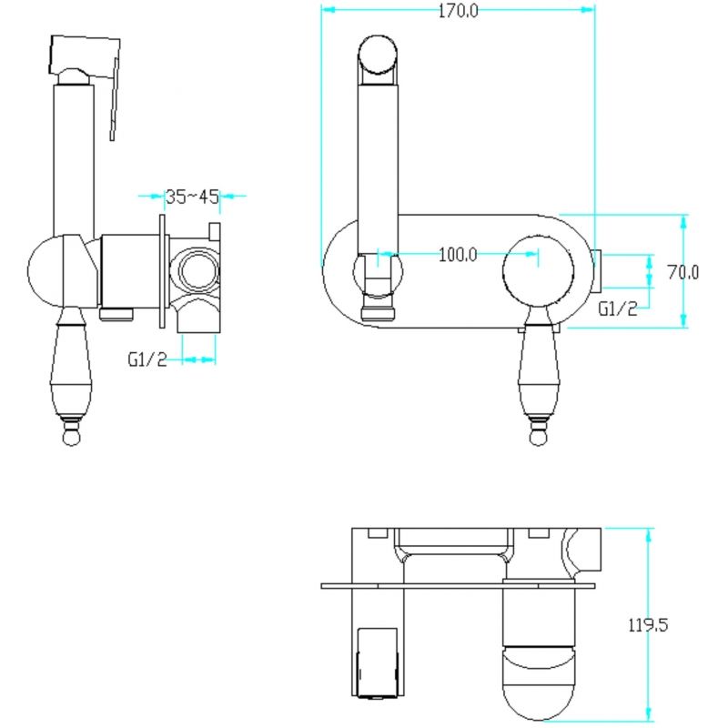 Гигиеническая лейка со смесителем MEDICI 424