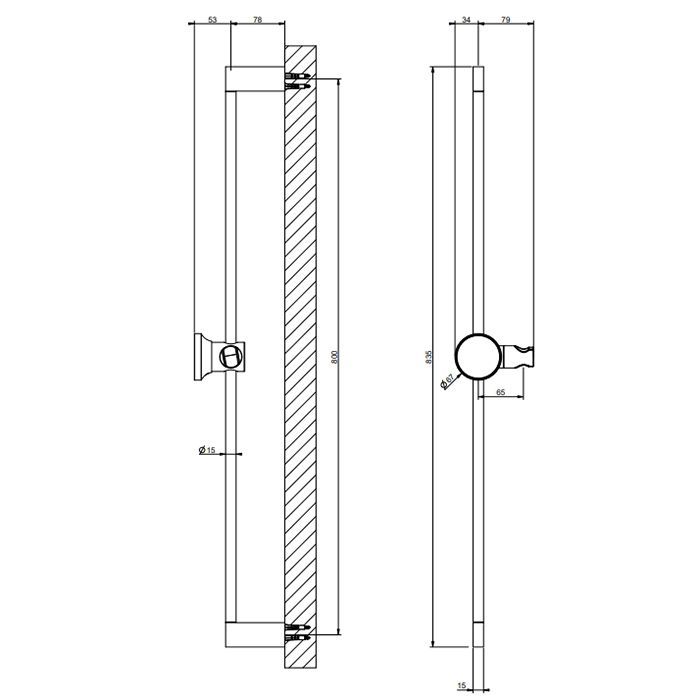 GESSI ORIGINI Штанга для душа 835 мм., цвет Finox Brushed Nickel