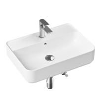 Комплект 5 в 1 Lavinia Boho Bathroom Sink Slim 21510339, накладная фарфоровая раковина 60 см, смеситель, латунный сифон, донный клапан quick-clac, угловые вентили 2 шт.