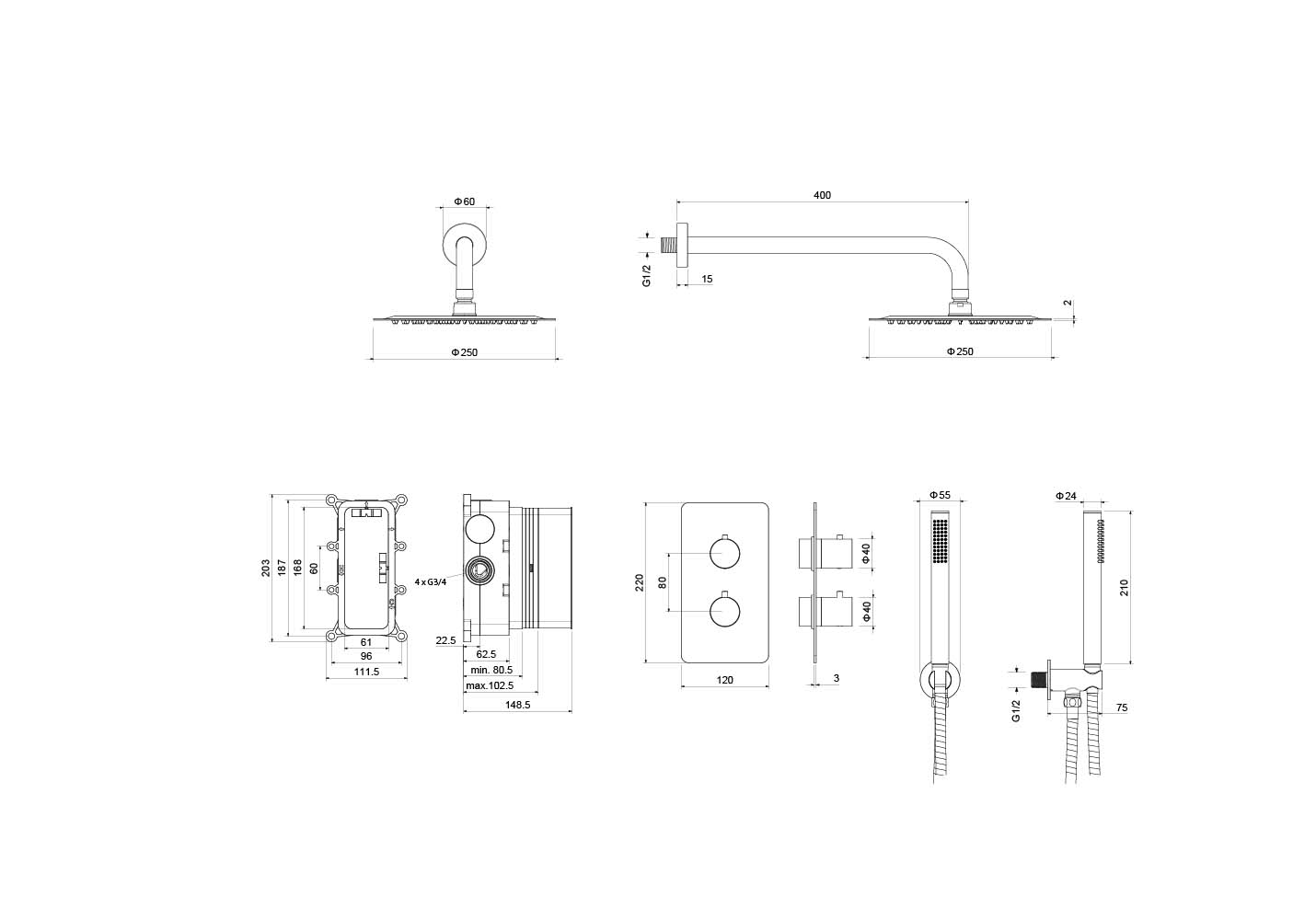 Set 3 в 1 душевой комплект AQUATEK AQ1376CR ЕВРОПА Set 3 в 1 душевой комплект AQUATEK AQ1376CR ЕВРОПА