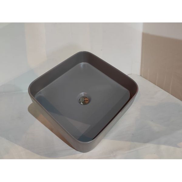 White Ceramic Blade, накладная квадратная раковина 40x40x11,5h см, цвет серый матовый