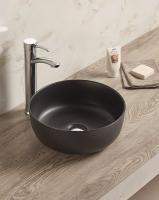 Раковина керамическая накладная AM-102-MB, цвет чёрный матовый, 358x358x137