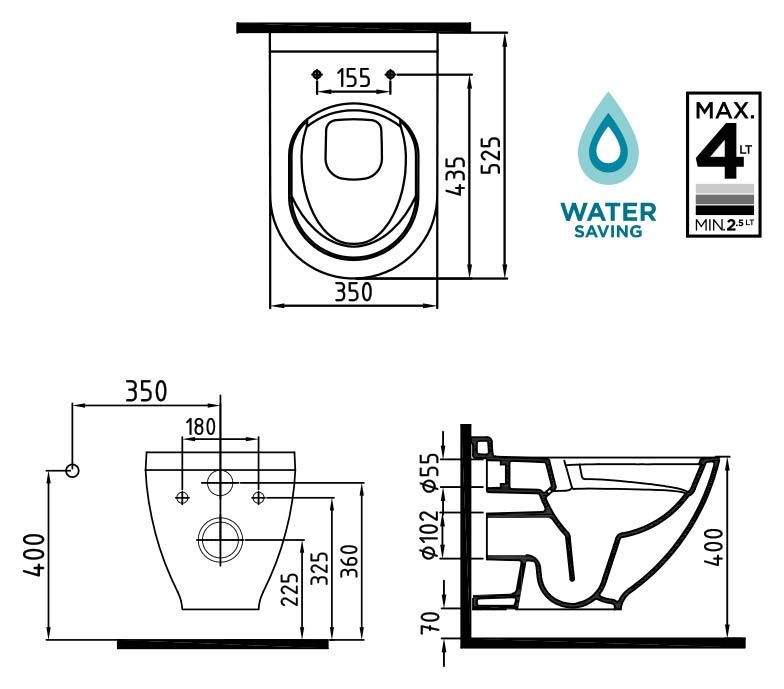 Унитаз Bien Harmony HRKA052N1VP0W3000 подвесной Белый с сиденьем Микролифт