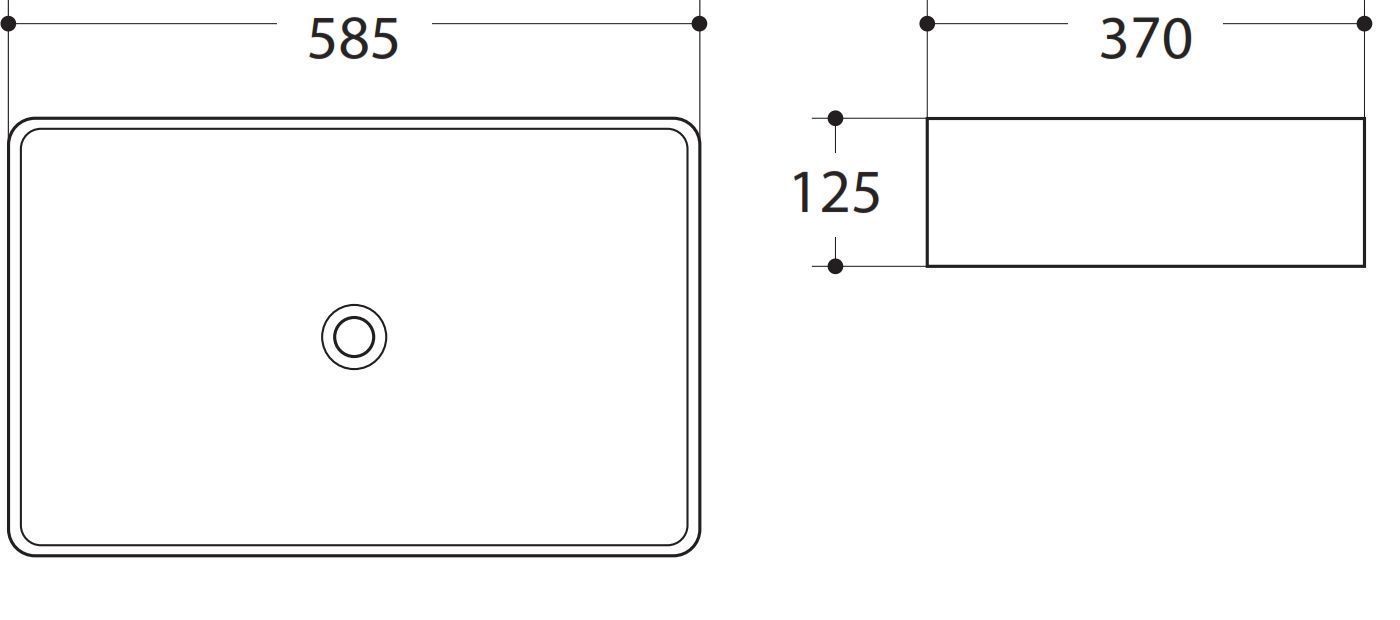 Раковина керамическая накладная AM-7655-X, цвет белый, 585х370х125