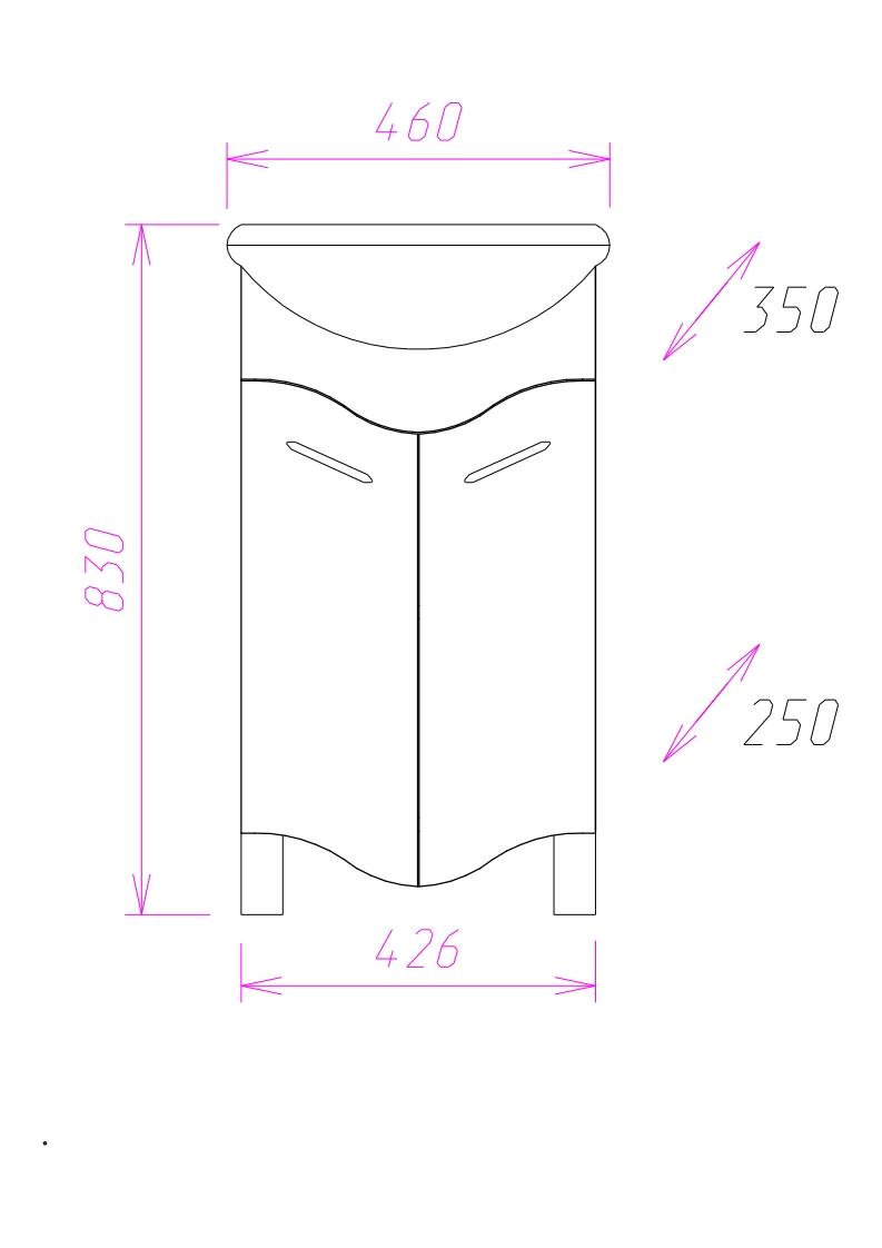 Тумба Onika Лайн 45 напольная, белая (ум. Уют 45)