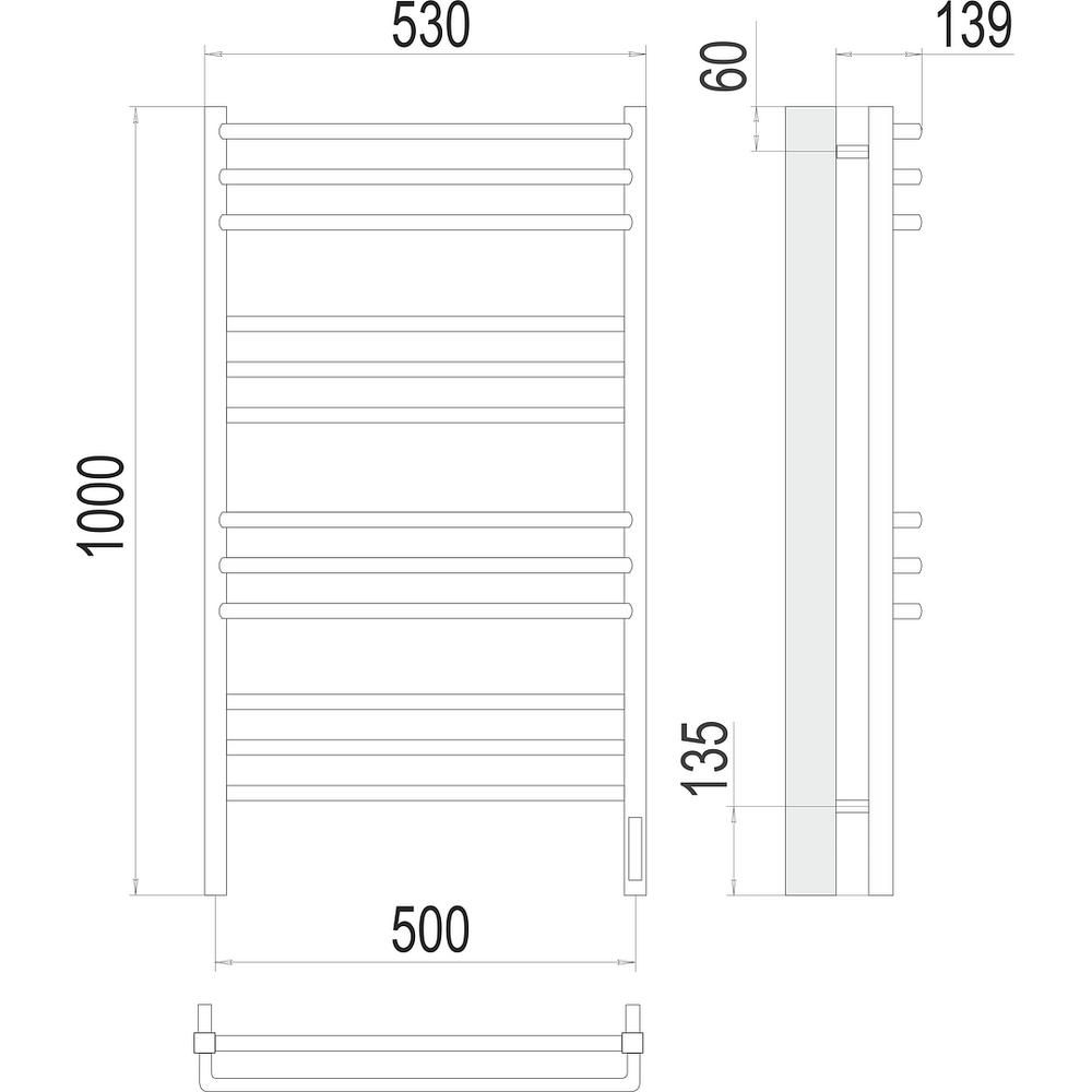 Полотенцесушитель электрический Terminus Соренто П12 50х100, артикул 4670078527196