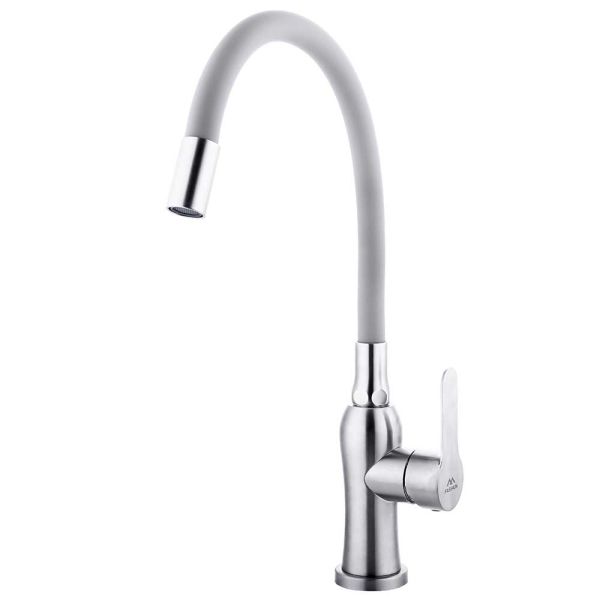 Смеситель для кухни с гибким изливом FASHUN A54801-12, сатин/серый