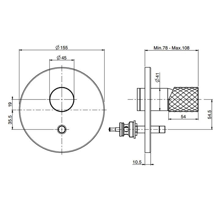 Fima Carlo Frattini Spillo Tech Смеситель для душа, встраиваемый, переключателем на 2 источника, цвет: хром, артикул F3039TX2XCR