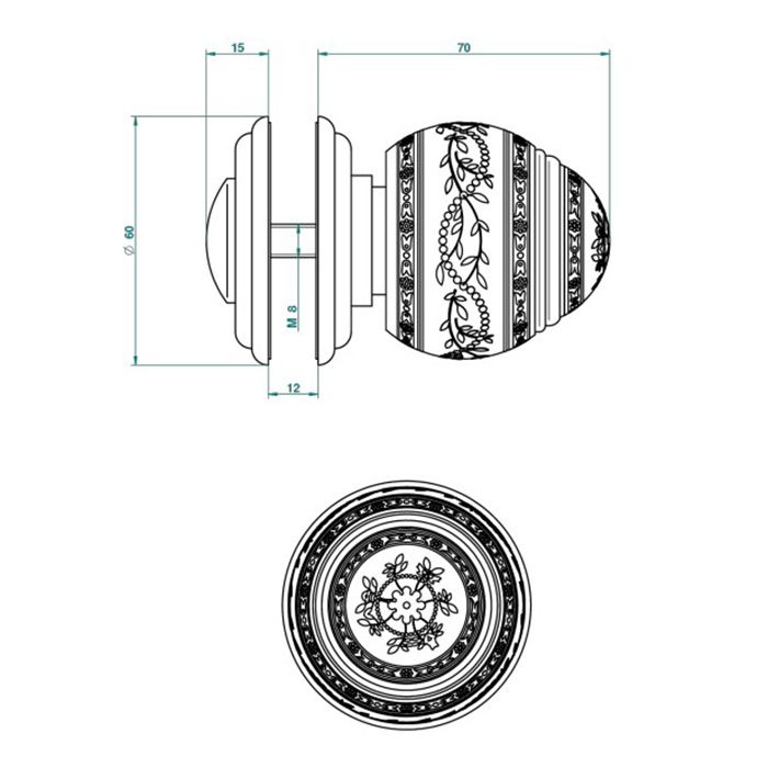 THG MARQUISE NOIR DECOR OR Ручка дверная одинарная, декор черный/золото, цвет полированное золото, артикул A7F-F01-639V